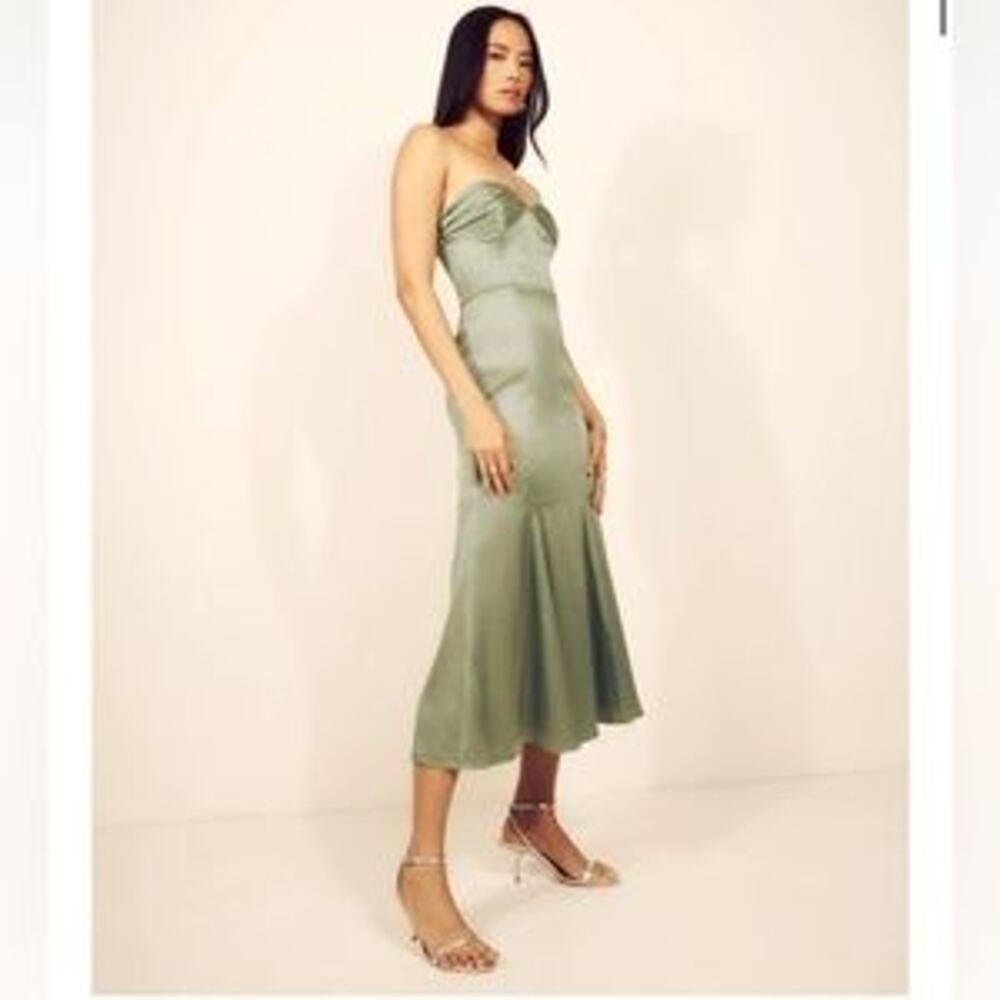 NEW NWT Reformation Hensley Satin Dress Artichoke Size 12